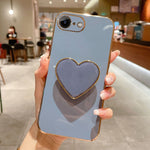Capa para telemóvel TPU com suporte em forma de coração electroplated, para iPhone 14 Pro Max, para iPhone SE 2022 / 2020 / 7 / 8, para iPhone 13 Pro Max, para iPhone 13 Pro, para iPhone 13, para iPhone 13 mini, para iPhone 12, para iPhone 12 Pro Max