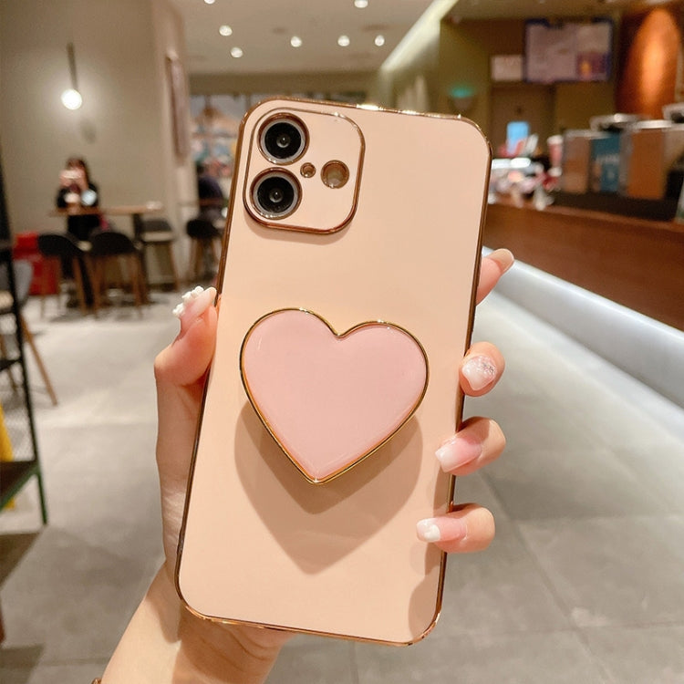 Capa para telemóvel TPU com suporte em forma de coração electroplated, para iPhone 17e / 16e, para iPhone 17 Pro Max, para iPhone 17 Pro, para iPhone 17, para iPhone Air, para iPhone 16 Pro Max, para iPhone 16 Pro, para iPhone 16 Plus