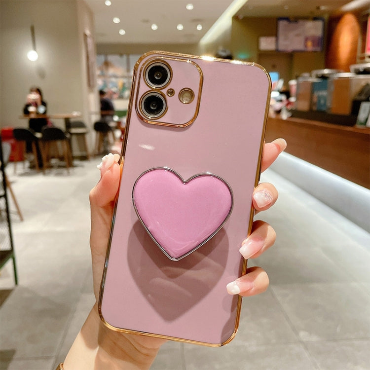 Capa para telemóvel TPU com suporte em forma de coração electroplated, para iPhone 17e / 16e, para iPhone 17 Pro Max, para iPhone 17 Pro, para iPhone 17, para iPhone Air, para iPhone 16 Pro Max, para iPhone 16 Pro, para iPhone 16 Plus