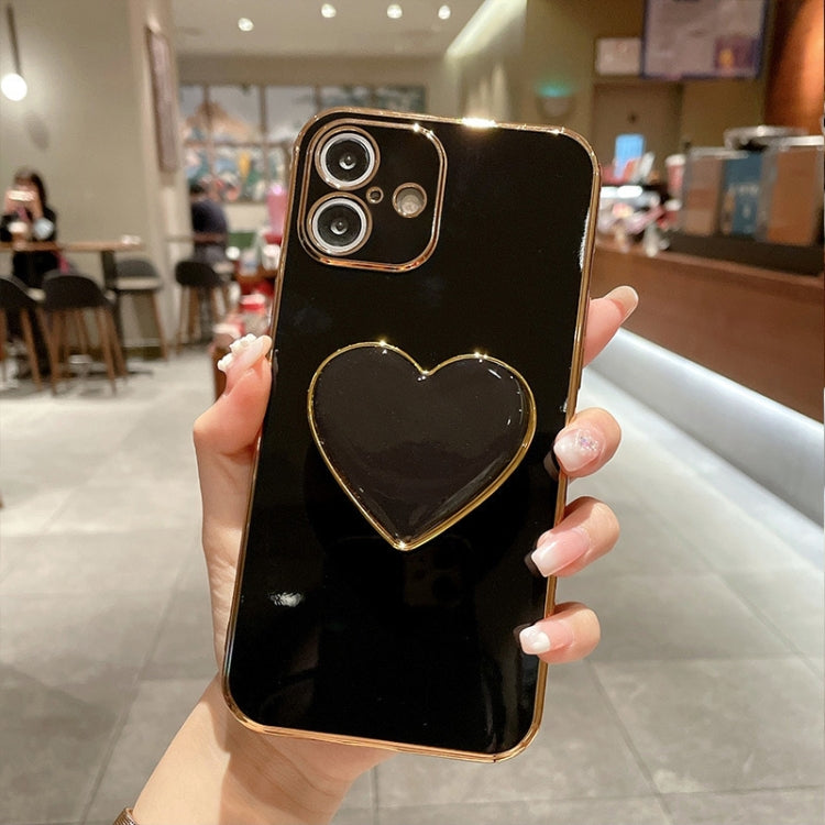 Capa para telemóvel TPU com suporte em forma de coração electroplated, para iPhone 17e / 16e, para iPhone 17 Pro Max, para iPhone 17 Pro, para iPhone 17, para iPhone Air, para iPhone 16 Pro Max, para iPhone 16 Pro, para iPhone 16 Plus