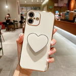 Capa para telemóvel TPU com suporte em forma de coração electroplated, para iPhone 17e / 16e, para iPhone 17 Pro Max, para iPhone 17 Pro, para iPhone 17, para iPhone Air, para iPhone 16 Pro Max, para iPhone 16 Pro, para iPhone 16 Plus