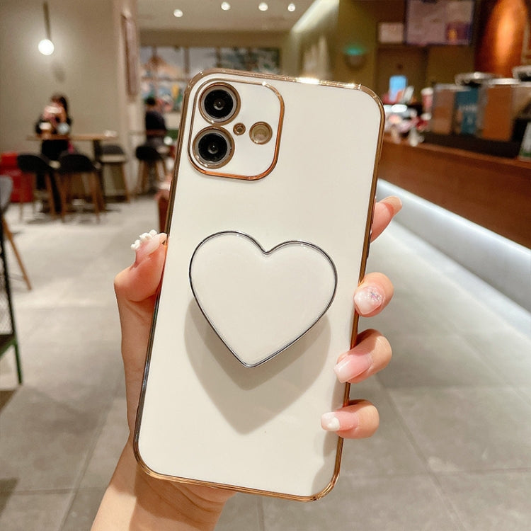 Capa para telemóvel TPU com suporte em forma de coração electroplated, para iPhone 17e / 16e, para iPhone 17 Pro Max, para iPhone 17 Pro, para iPhone 17, para iPhone Air, para iPhone 16 Pro Max, para iPhone 16 Pro, para iPhone 16 Plus
