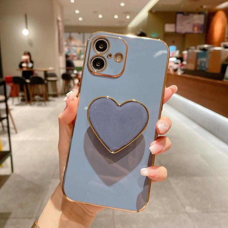 Capa para telemóvel TPU com suporte em forma de coração electroplated, para iPhone 17e / 16e, para iPhone 17 Pro Max, para iPhone 17 Pro, para iPhone 17, para iPhone Air, para iPhone 16 Pro Max, para iPhone 16 Pro, para iPhone 16 Plus