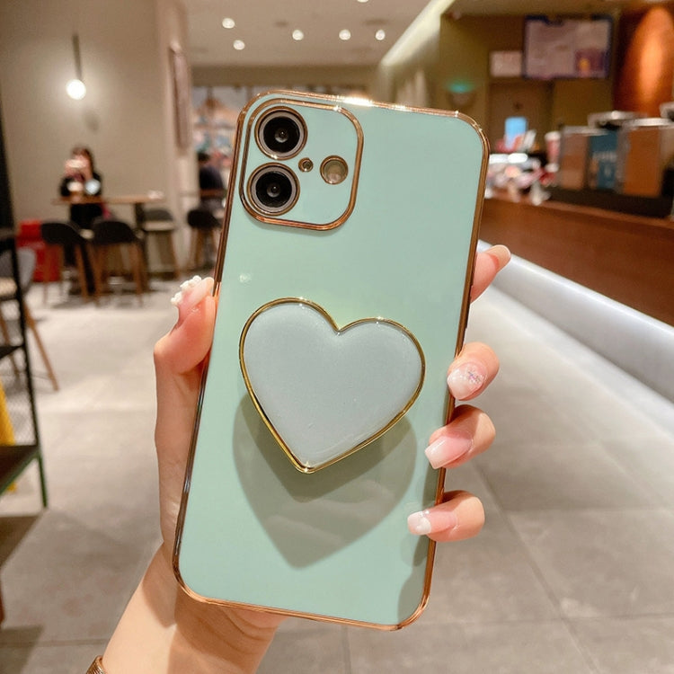 Capa para telemóvel TPU com suporte em forma de coração electroplated, para iPhone 17e / 16e, para iPhone 17 Pro Max, para iPhone 17 Pro, para iPhone 17, para iPhone Air, para iPhone 16 Pro Max, para iPhone 16 Pro, para iPhone 16 Plus