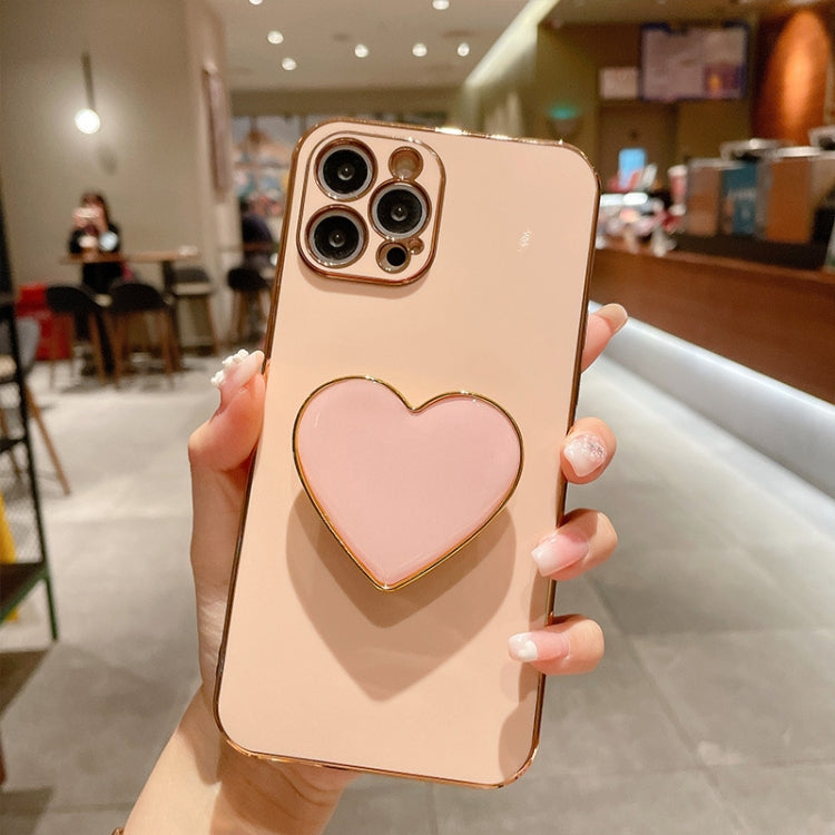 Capa para telemóvel TPU com suporte em forma de coração electroplated, para iPhone 17e / 16e, para iPhone 17 Pro Max, para iPhone 17 Pro, para iPhone 17, para iPhone Air, para iPhone 16 Pro Max, para iPhone 16 Pro, para iPhone 16 Plus