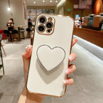 Capa para telemóvel TPU com suporte em forma de coração electroplated, para iPhone 17e / 16e, para iPhone 17 Pro Max, para iPhone 17 Pro, para iPhone 17, para iPhone Air, para iPhone 16 Pro Max, para iPhone 16 Pro, para iPhone 16 Plus