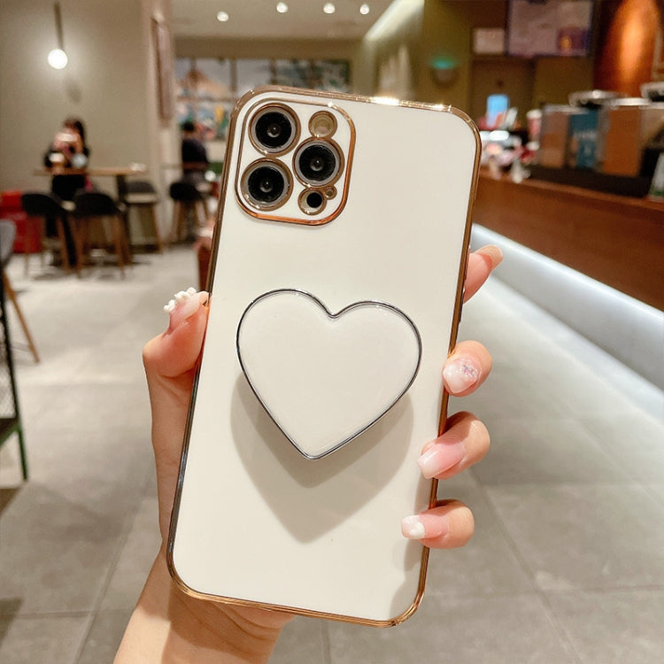Capa para telemóvel TPU com suporte em forma de coração electroplated, para iPhone 17e / 16e, para iPhone 17 Pro Max, para iPhone 17 Pro, para iPhone 17, para iPhone Air, para iPhone 16 Pro Max, para iPhone 16 Pro, para iPhone 16 Plus