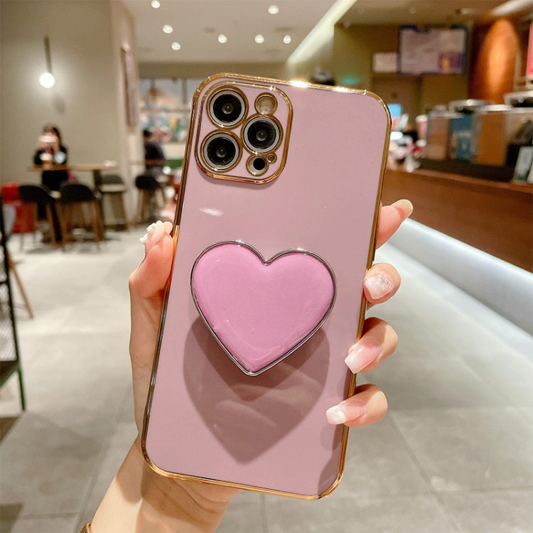 Capa para telemóvel TPU com suporte em forma de coração electroplated, para iPhone 17e / 16e, para iPhone 17 Pro Max, para iPhone 17 Pro, para iPhone 17, para iPhone Air, para iPhone 16 Pro Max, para iPhone 16 Pro, para iPhone 16 Plus