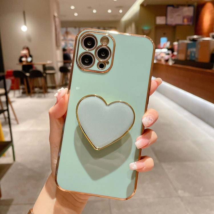 Capa para telemóvel TPU com suporte em forma de coração electroplated, para iPhone 17e / 16e, para iPhone 17 Pro Max, para iPhone 17 Pro, para iPhone 17, para iPhone Air, para iPhone 16 Pro Max, para iPhone 16 Pro, para iPhone 16 Plus