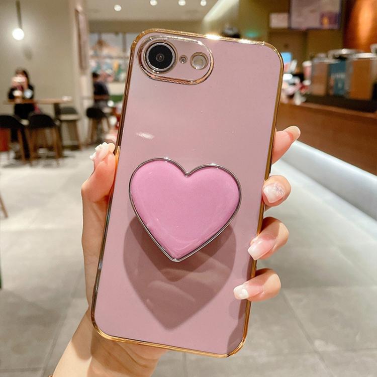 Capa para telemóvel TPU com suporte em forma de coração electroplated, para iPhone 17e / 16e, para iPhone 17 Pro Max, para iPhone 17 Pro, para iPhone 17, para iPhone Air, para iPhone 16 Pro Max, para iPhone 16 Pro, para iPhone 16 Plus