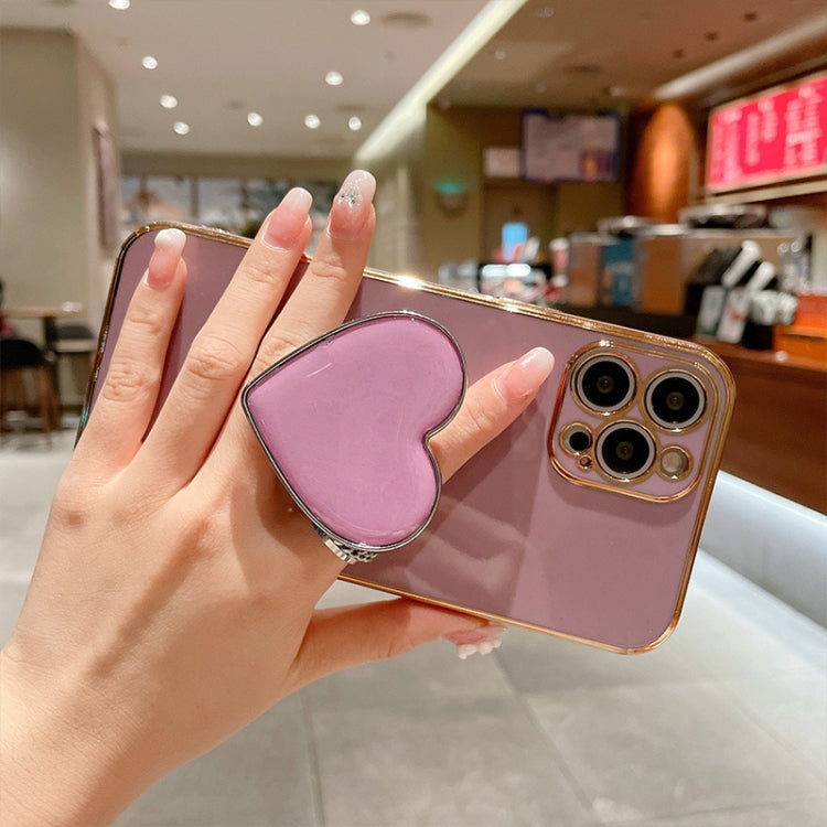 Capa para telemóvel TPU com suporte em forma de coração electroplated, para iPhone 14 Pro Max, para iPhone SE 2022 / 2020 / 7 / 8, para iPhone 13 Pro Max, para iPhone 13 Pro, para iPhone 13, para iPhone 13 mini, para iPhone 12, para iPhone 12 Pro Max