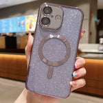Capa de Telemóvel TPU MagSafe com Electroplating de Glitter, Para iPhone 16 Pro, Para iPhone 16 Plus, Para iPhone 16, Para iPhone 15 Pro Max, Para iPhone 15 Pro, Para iPhone 15 Plus