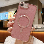 Capa para telemóvel MagSafe TPU com glitter electroplated, para iPhone 17e / 16e, para iPhone 17 Pro Max, para iPhone 17 Pro, para iPhone 17, para iPhone Air, para iPhone 16 Pro Max