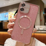 Capa para telemóvel MagSafe TPU com glitter electroplated, para iPhone 17e / 16e, para iPhone 17 Pro Max, para iPhone 17 Pro, para iPhone 17, para iPhone Air, para iPhone 16 Pro Max