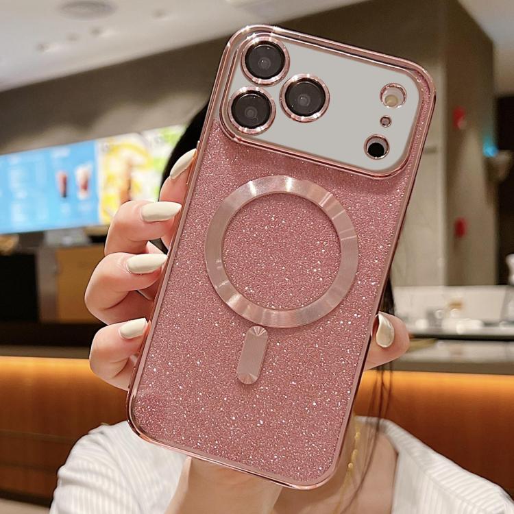 Capa para telemóvel MagSafe TPU com glitter electroplated, para iPhone 17e / 16e, para iPhone 17 Pro Max, para iPhone 17 Pro, para iPhone 17, para iPhone Air, para iPhone 16 Pro Max