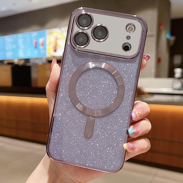 Capa para telemóvel MagSafe TPU com glitter electroplated, para iPhone 17e / 16e, para iPhone 17 Pro Max, para iPhone 17 Pro, para iPhone 17, para iPhone Air, para iPhone 16 Pro Max