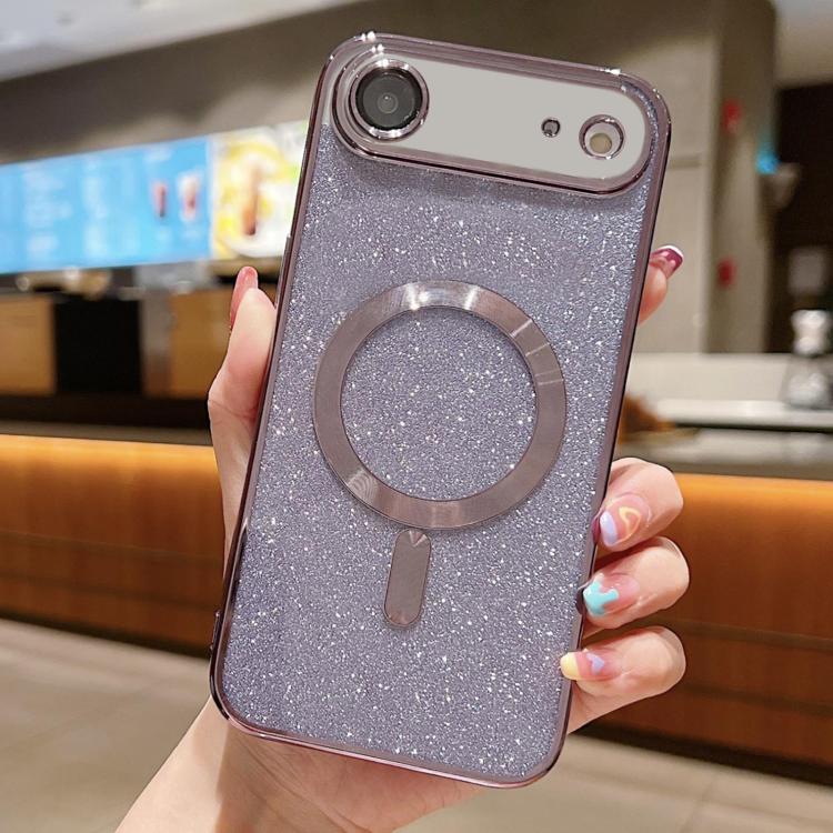 Capa para telemóvel MagSafe TPU com glitter electroplated, para iPhone 17e / 16e, para iPhone 17 Pro Max, para iPhone 17 Pro, para iPhone 17, para iPhone Air, para iPhone 16 Pro Max