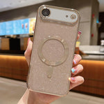 Capa para telemóvel MagSafe TPU com glitter electroplated, para iPhone 17e / 16e, para iPhone 17 Pro Max, para iPhone 17 Pro, para iPhone 17, para iPhone Air, para iPhone 16 Pro Max