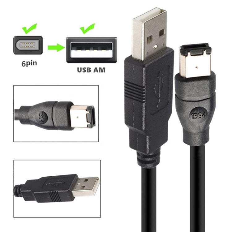 Cabo adaptador JUNSUNMAY Firewire IEEE 1394 macho de 6 pinos para USB 2.0 macho, 1.8m, 3m, 4.5m