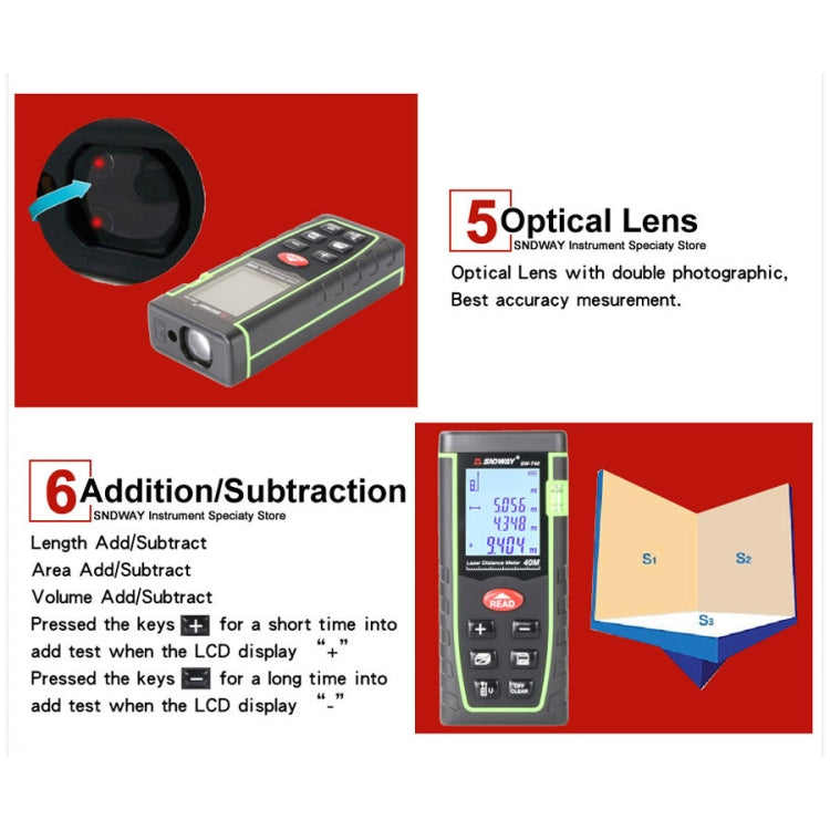 Medidor de Distância a Laser Portátil SNDWAY SW-T60, SW-T60