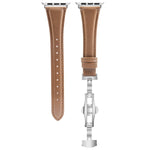 Correia de Relógio com Fivela Borboleta de Pele Lisa, Para Apple Watch SE 2022 40mm, Para Apple Watch SE 2022 44mm, Para Apple Watch Series 7 41mm, Para Apple Watch Series 7 45mm