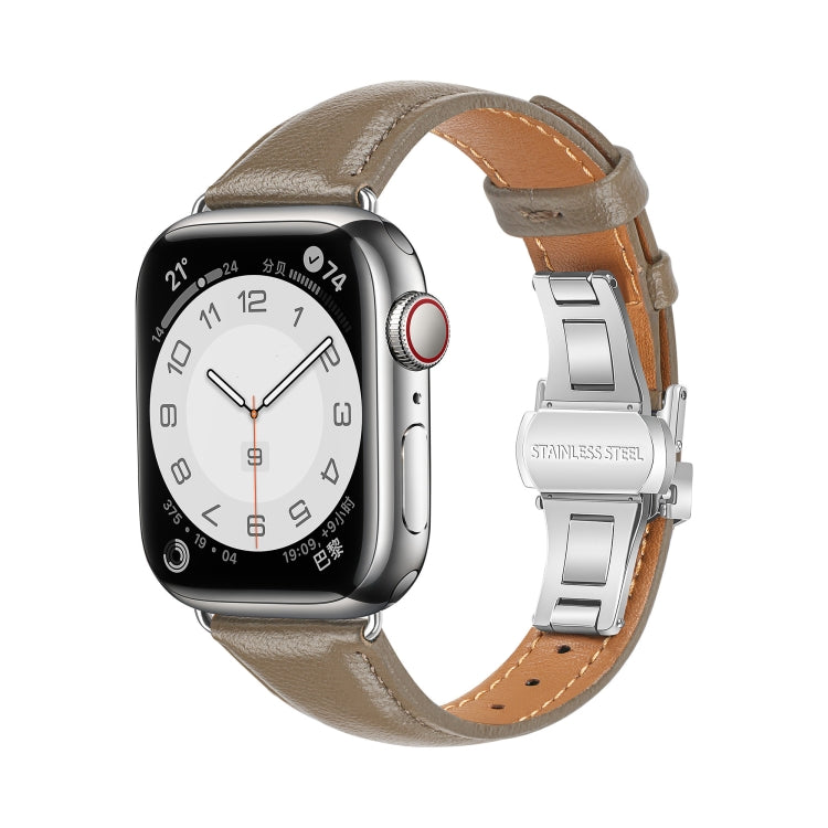 Correia de Relógio com Fivela Borboleta de Pele Lisa, Para Apple Watch SE 2022 40mm, Para Apple Watch SE 2022 44mm, Para Apple Watch Series 7 41mm, Para Apple Watch Series 7 45mm