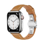 Correia de Relógio com Fivela Borboleta de Pele Lisa, Para Apple Watch SE 2022 40mm, Para Apple Watch SE 2022 44mm, Para Apple Watch Series 7 41mm, Para Apple Watch Series 7 45mm
