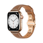 Correia de Relógio com Fivela Borboleta de Pele Lisa, Para Apple Watch SE 2022 40mm, Para Apple Watch SE 2022 44mm, Para Apple Watch Series 7 41mm, Para Apple Watch Series 7 45mm