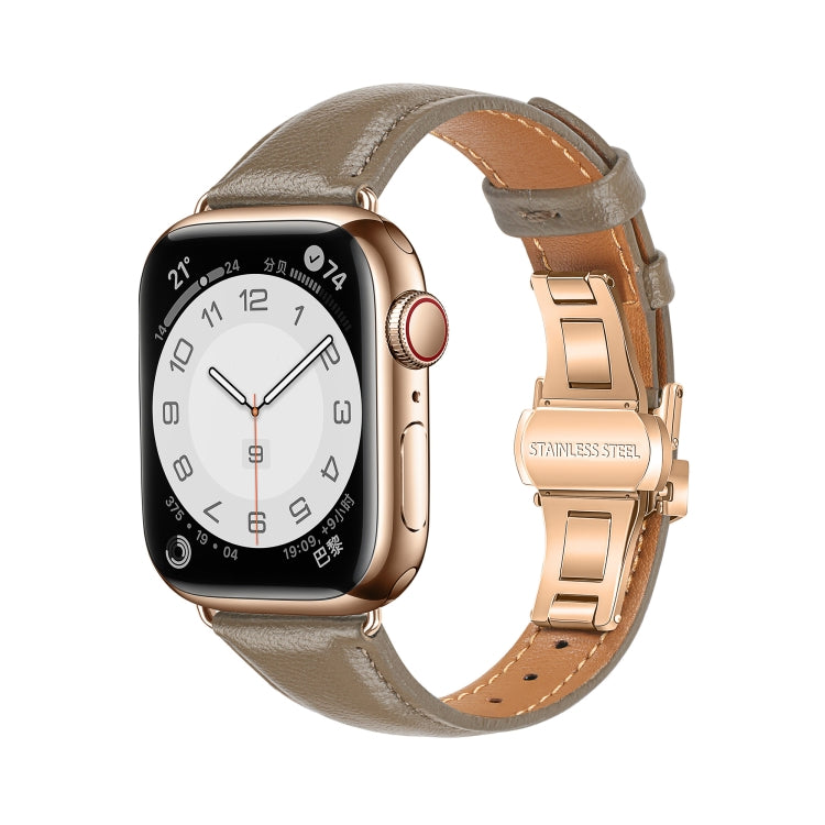 Correia de Relógio com Fivela Borboleta de Pele Lisa, Para Apple Watch SE 2022 40mm, Para Apple Watch SE 2022 44mm, Para Apple Watch Series 7 41mm, Para Apple Watch Series 7 45mm