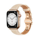 Correia de Relógio com Fivela Borboleta de Pele Lisa, Para Apple Watch SE 2022 40mm, Para Apple Watch SE 2022 44mm, Para Apple Watch Series 7 41mm, Para Apple Watch Series 7 45mm
