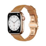 Correia de Relógio com Fivela Borboleta de Pele Lisa, Para Apple Watch SE 2022 40mm, Para Apple Watch SE 2022 44mm, Para Apple Watch Series 7 41mm, Para Apple Watch Series 7 45mm