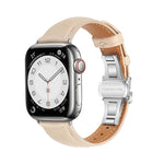 Correia de Relógio com Fivela Borboleta de Pele Lisa, Para Apple Watch SE 2022 40mm, Para Apple Watch SE 2022 44mm, Para Apple Watch Series 7 41mm, Para Apple Watch Series 7 45mm