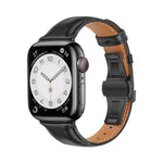 Correia de Relógio com Fivela Borboleta de Pele Lisa, Para Apple Watch SE 2022 40mm, Para Apple Watch SE 2022 44mm, Para Apple Watch Series 7 41mm, Para Apple Watch Series 7 45mm
