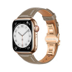 Correia de Relógio com Fivela Borboleta de Pele Lisa, Para Apple Watch SE 2022 40mm, Para Apple Watch SE 2022 44mm, Para Apple Watch Series 7 41mm, Para Apple Watch Series 7 45mm