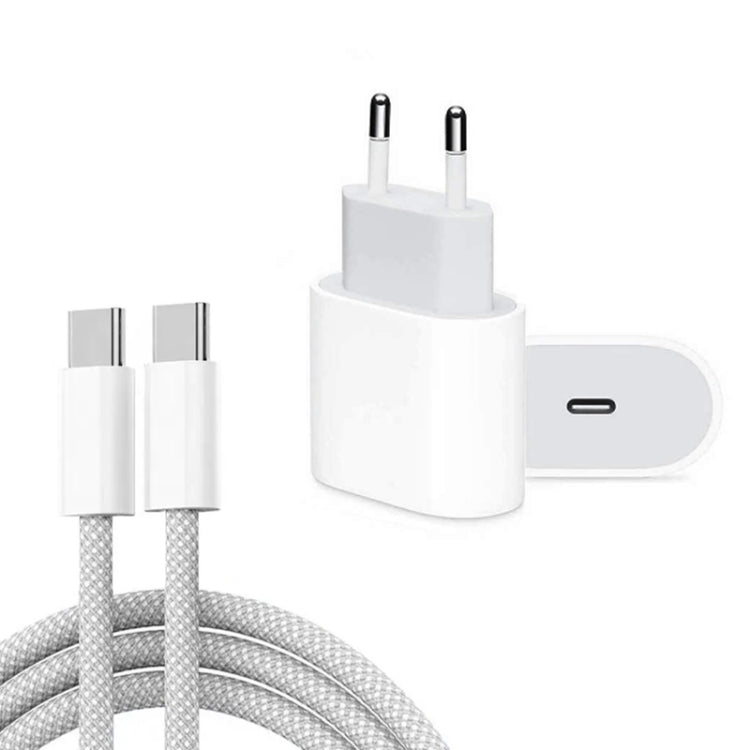 Carregador PD35W USB-C / Tipo-C com Cabo de Dados Tipo-C para Tipo-C de 1m, Ficha UE, Ficha UE + Cabo Tipo-C