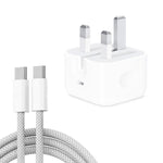 Carregador PD35W USB-C / Tipo-C com Cabo de Dados Tipo-C para Tipo-C de 1m, Ficha UK, Ficha UK + Cabo Tipo-C