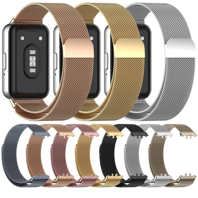 For Samsung Galaxy Fit 3 Milanese Metal Steel Mesh Watch Band, Silver, Black, Gray, Pink, Starlight, Gold, Rose Gold