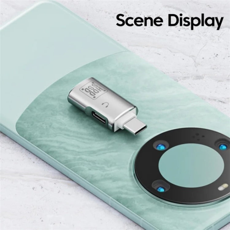 Adaptador conversor OTG JS-109 USB-C / Tipo-C para Tipo-C + USB 3.0 para auscultadores digitais e U-Disk, Tipo-C para Tipo-C + USB