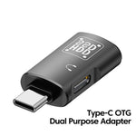 Adaptador conversor OTG JS-109 USB-C / Tipo-C para Tipo-C + USB 3.0 para auscultadores digitais e U-Disk, Tipo-C para Tipo-C + USB