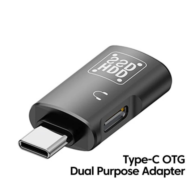 Adaptador conversor OTG JS-109 USB-C / Tipo-C para Tipo-C + USB 3.0 para auscultadores digitais e U-Disk, Tipo-C para Tipo-C + USB