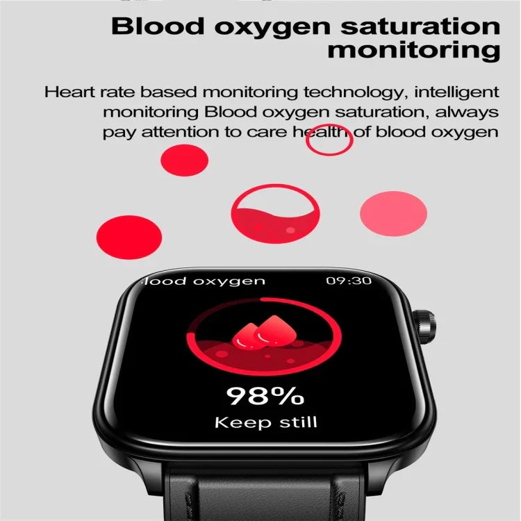 ET570 Relógio Inteligente com Ecrã a Cores de 1,96 polegadas e Correia de Couro, Suporta Chamadas Bluetooth / ECG