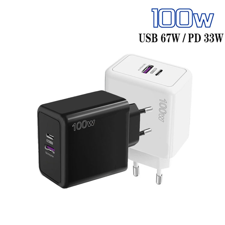 Carregador de Telemóvel USB 67W / Tipo-C PD 33W de Carregamento Super Rápido com Protocolo Completo, Ficha UE, Ficha UE