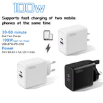 Carregador de Telemóvel USB 67W / Tipo-C PD 33W de Carregamento Super Rápido com Protocolo Completo, Ficha UE, Ficha UE