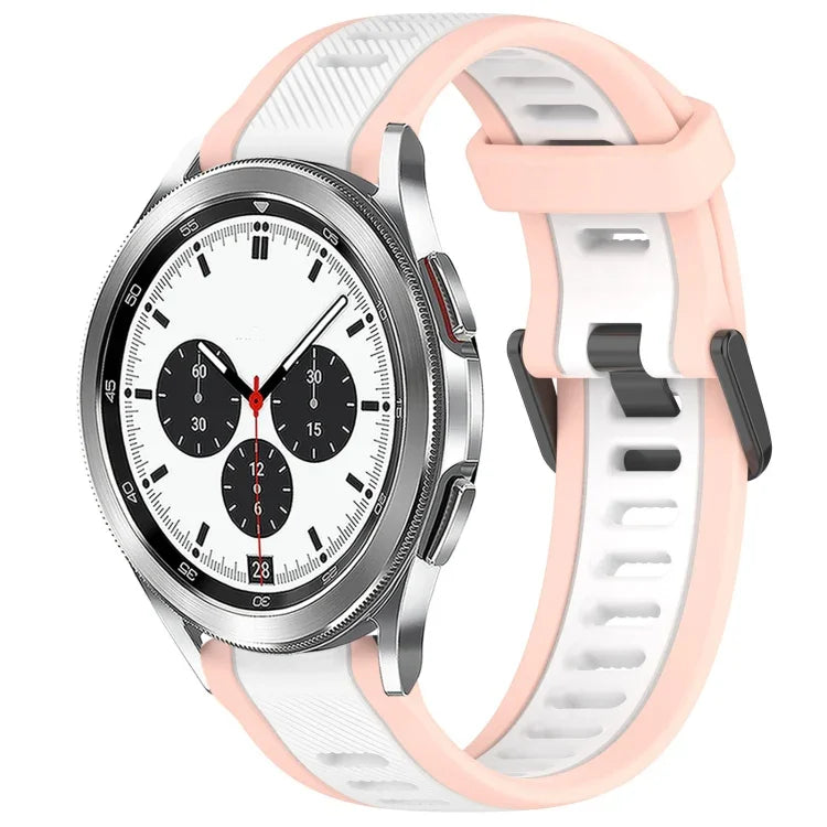 20mm Two Color Textured Silicone Watch Band, For Samsung  Galaxy Watch 4 Classic 42mm, For Samsung Galaxy Watch Active 2 44mm, For Samsung Galaxy Watch Active 2 40mm, For Samsung Galaxy Watch 42mm