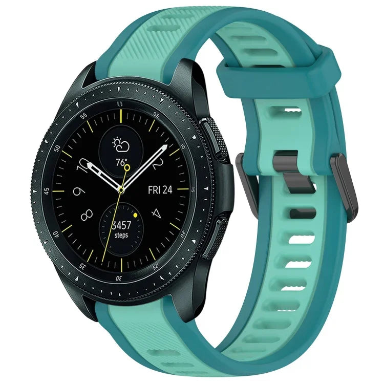 20mm Two Color Textured Silicone Watch Band, For Samsung  Galaxy Watch 4 Classic 42mm, For Samsung Galaxy Watch Active 2 44mm, For Samsung Galaxy Watch Active 2 40mm, For Samsung Galaxy Watch 42mm