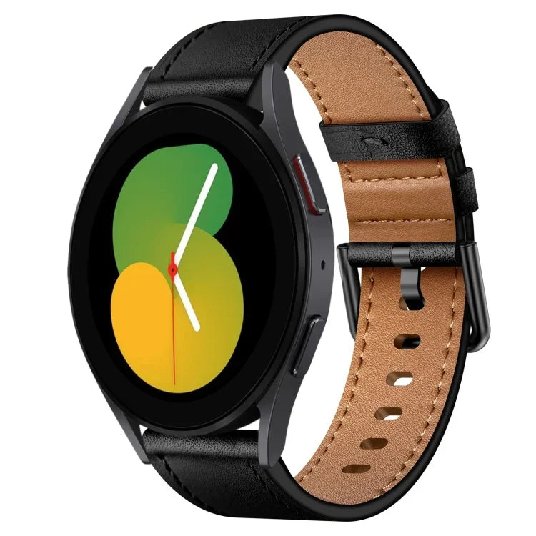 Correia de relógio em couro com botão metálico e conector SX de 20mm, para Samsung Galaxy Watch 5, Samsung Galaxy Watch 5 Pro, Samsung Galaxy Watch 4, Samsung Galaxy Gear Sport, Samsung Galaxy Watch 3 41mm, Samsung Galaxy Watch Active