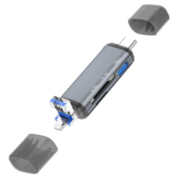 Adaptador de Transferência de Dados ADS-306 U-Disk USB / 8 Pinos / Tipo-C Leitor de Cartão SD TF, ADS-306