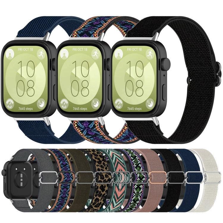 For Huawei Watch Fit 3 Ethnic Style Elastic Nylon Watch Band