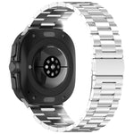 For Samsung Galaxy Watch Ultra 47mm Three Beads Stainless Steel Metal Watch Band, Silver, Black, Gold, Rose Gold