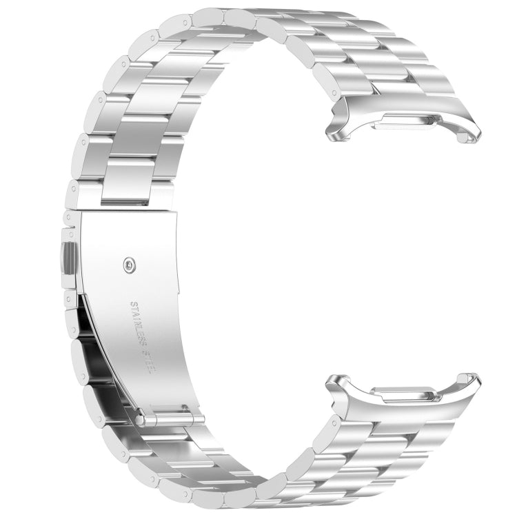 For Samsung Galaxy Watch Ultra 47mm Three Beads Stainless Steel Metal Watch Band, Silver, Black, Gold, Rose Gold